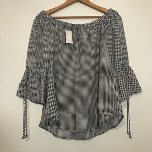 NWT Maurices Off-The-Shoulder Plaid Blouse